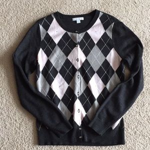 New York & Co grey/light pink long sleeve sweater